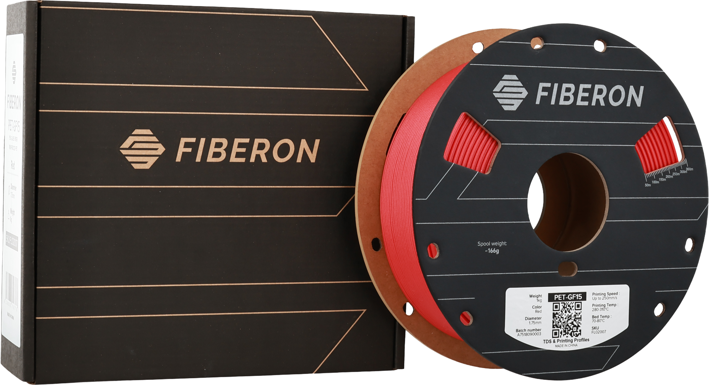 Polymaker  Fiberon™ PET-GF15 Red, 1,75 mm / 1000 g    Glasfaserverstärktes PET in Red