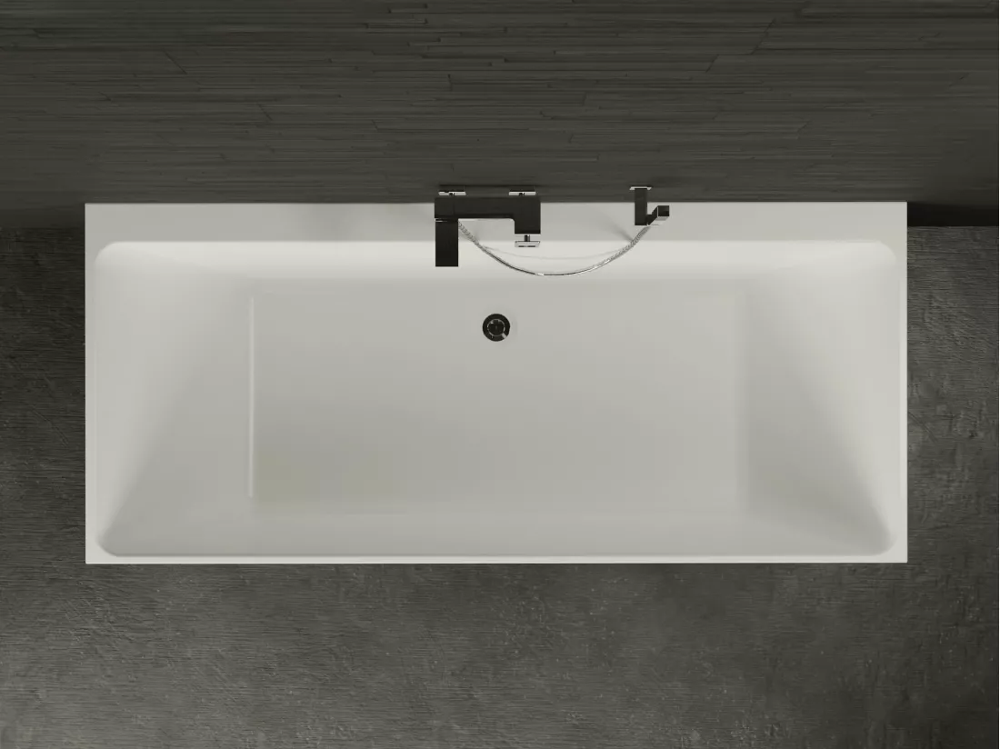 Baignoire semi-îlot Murale COBALT 170 Grise L. 170 x l. 75 cm, by SPALINA