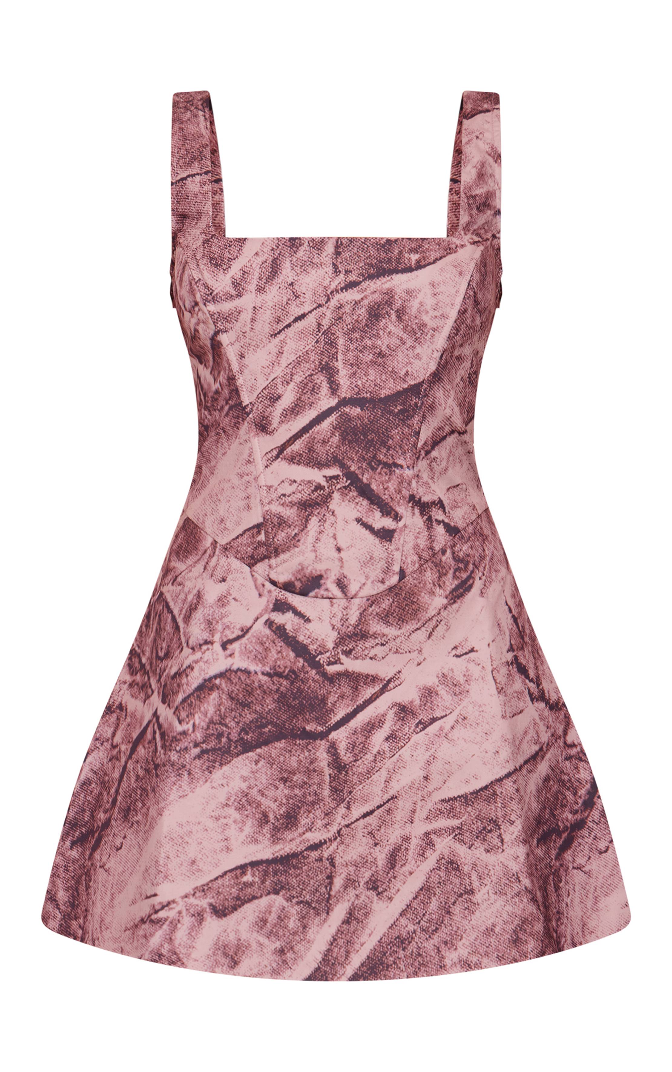 Rose Robe Trapèze Corsetée À Imprimé Floral