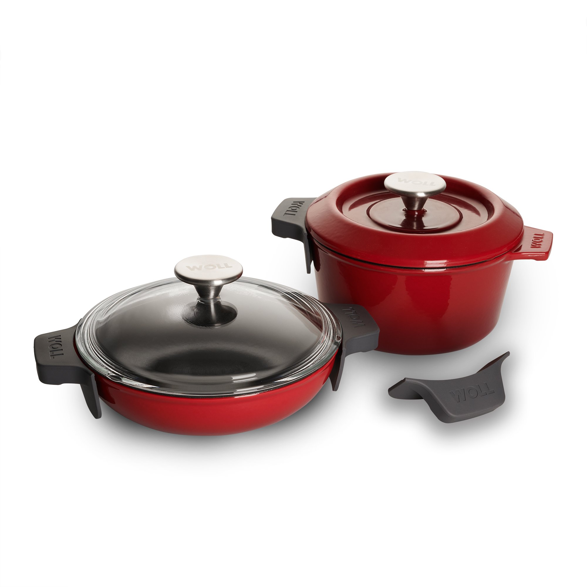 Iron Servierpfanne, Ø 20 cm, und Gusstopf, Ø 20 cm - Farbe: Chili Red von WOLL