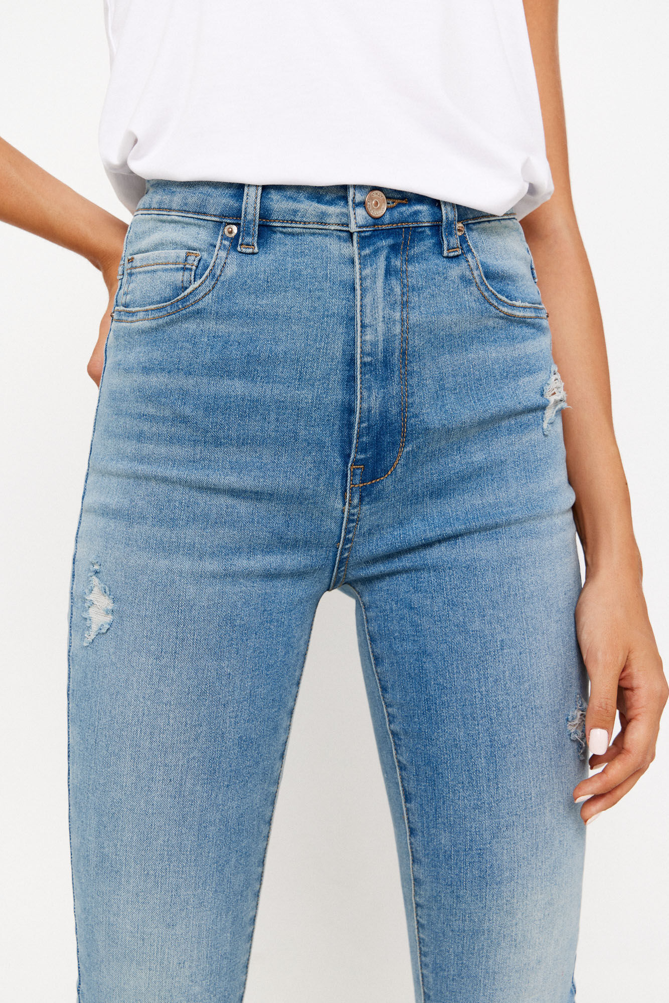 Calça jeans skinny de cintura alta