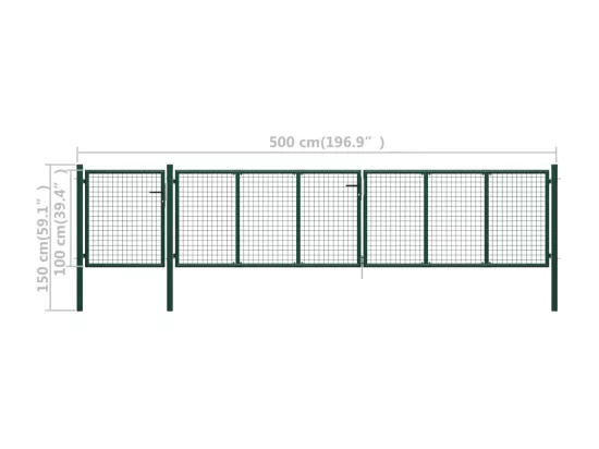 Portail de jardin Acier 500 x 100 cm Vert
