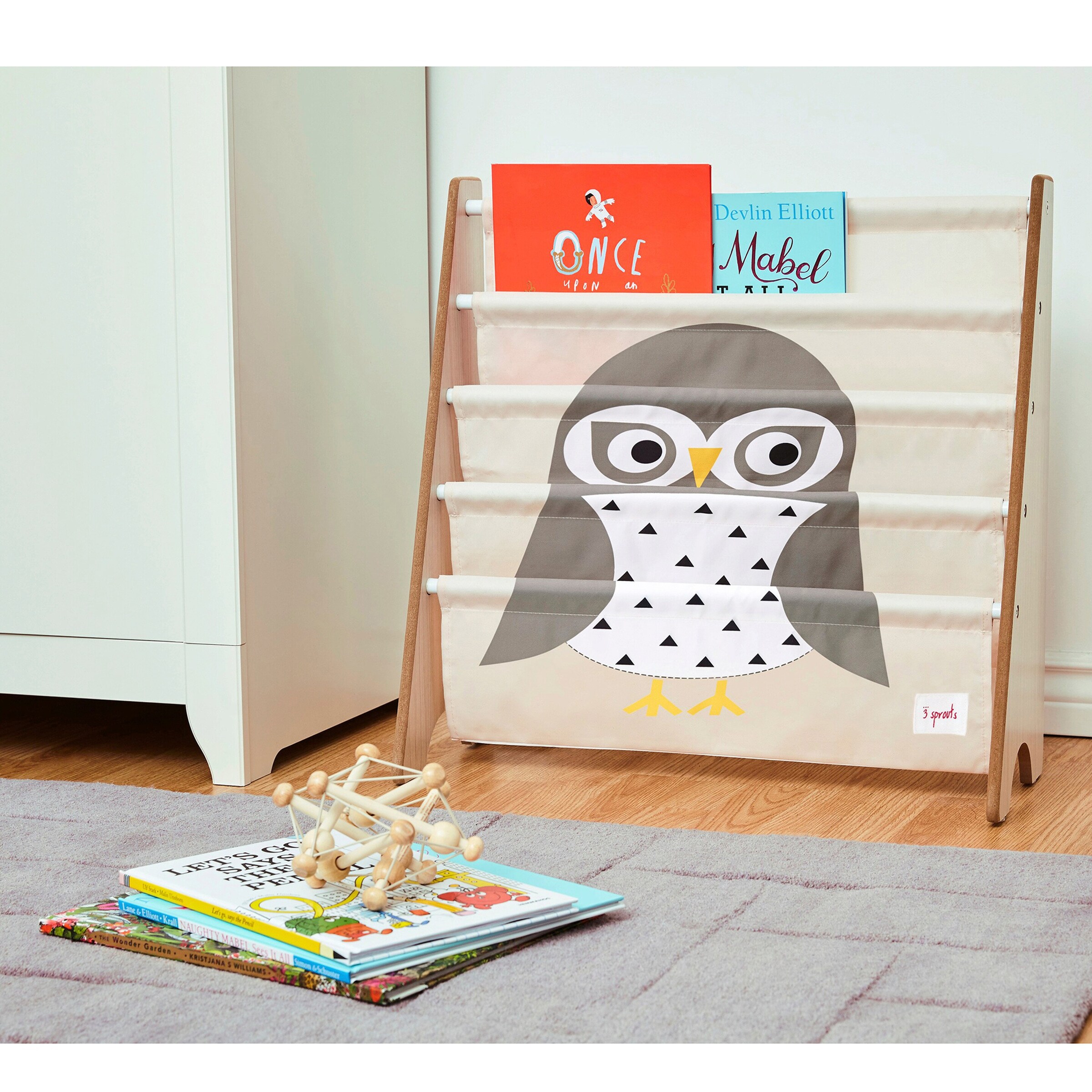 3 sprouts Bücherregal natur / grau / weiß