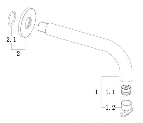 Mueller Ferro inbouw muuruitloop 20cm verouderd ijzer