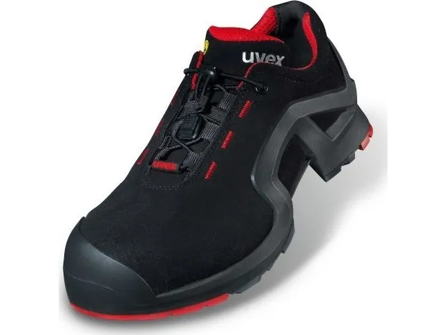 Uvex 85162, Unisex, Voksen, Sikkerhedssko, Sort, Rød, ESD, S3, SRC, Hurtig luk snørebånd