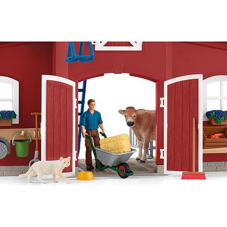 Schleich rød lade med tilbehør 42606