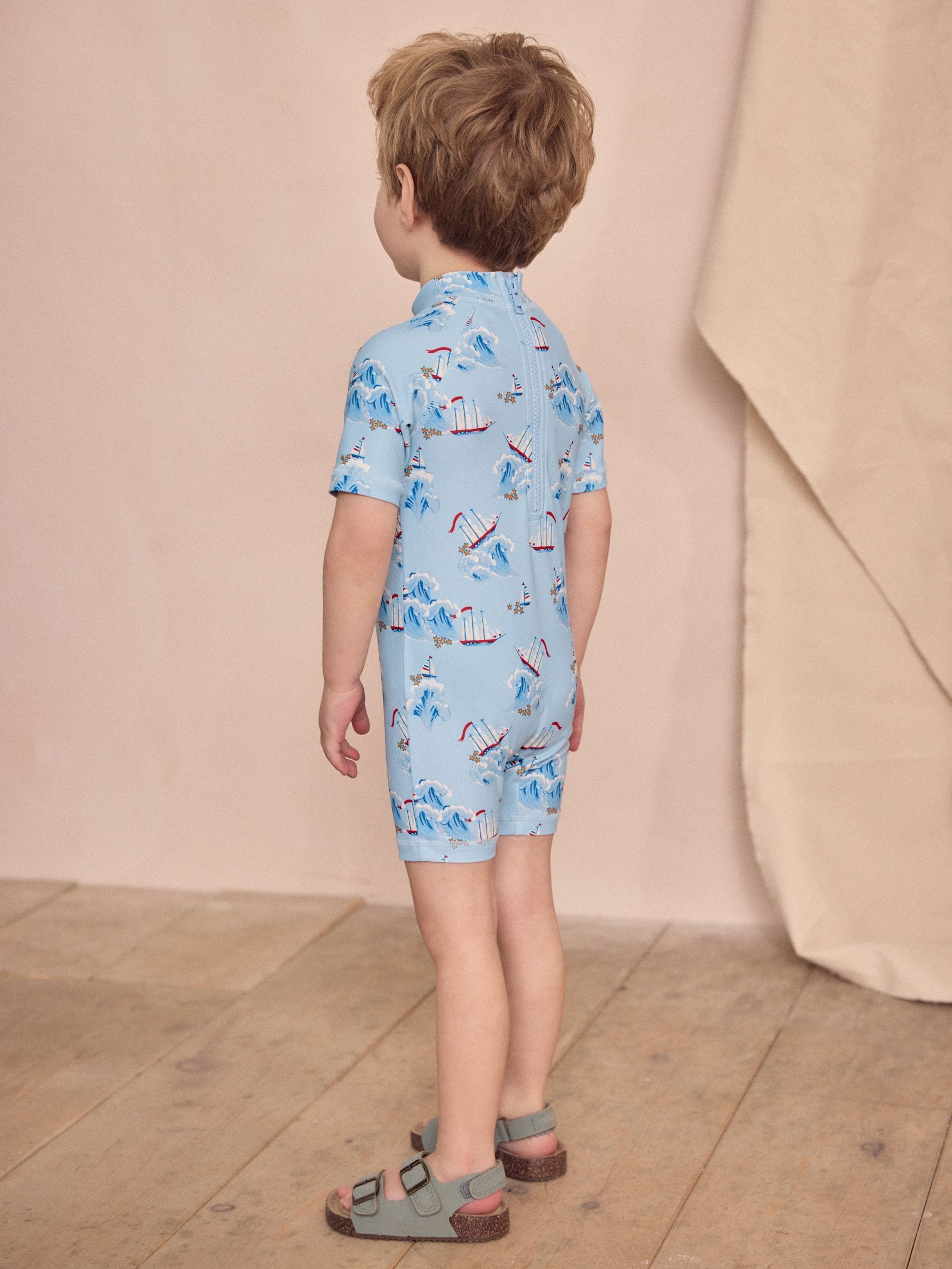 Blauw - Cath Kidston Zonbeschermend onesie badpak (3mnd-7jr)