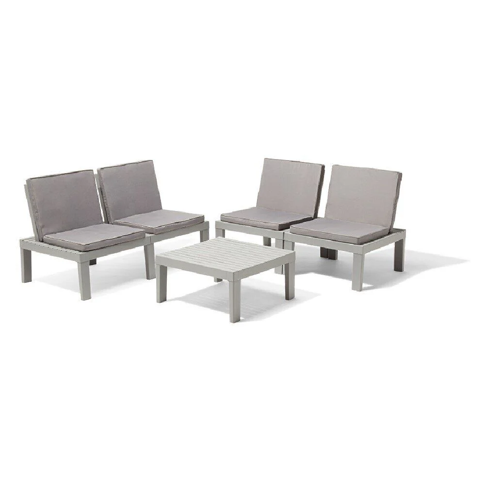 Salon de jardin Relax modulable assise basse 4 personnes gris foncé