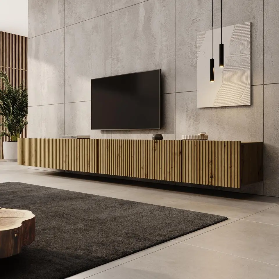 Meubella - TV-Meubel Kenderes - Eiken - 300 cm
