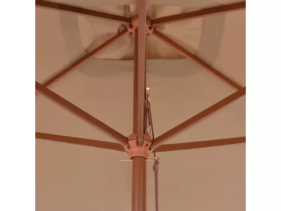 Parasol d'extérieur avec mât en bois 200 x 300 cm Taupe