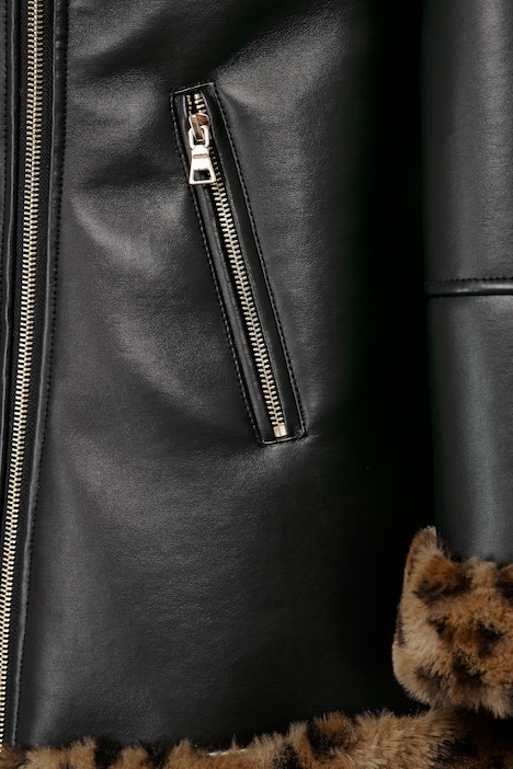 Bikerjacke, Lederoptik, Leo-Webpelz Futter