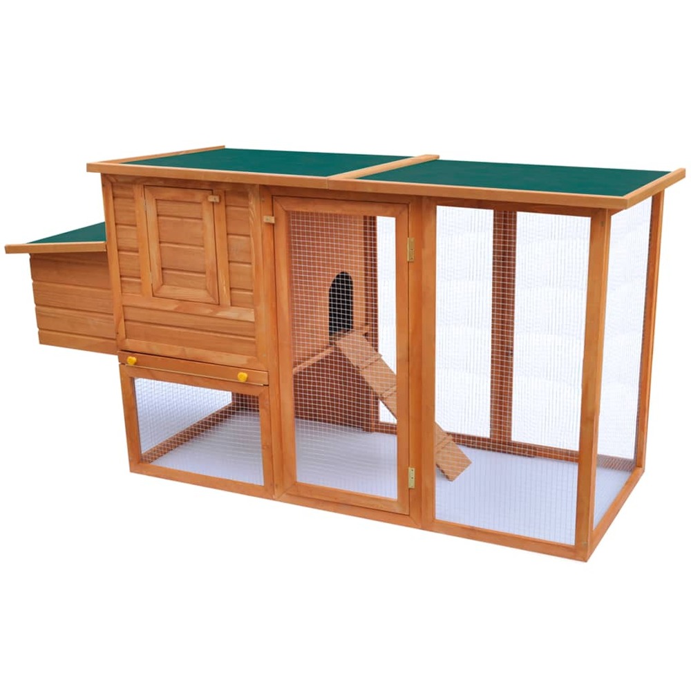 Poulailler d'extérieur avec 1 nichoir 192 x 75 x 103 cm bois marron et vert