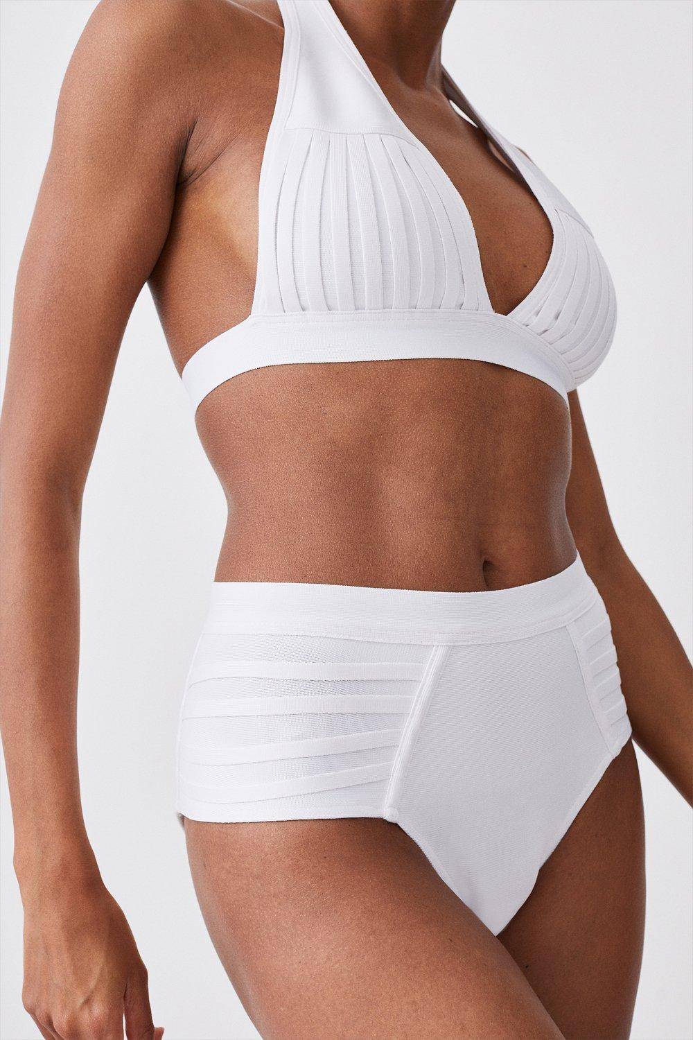 KarenMillen Bas de bikini en bandage transparent à rayures