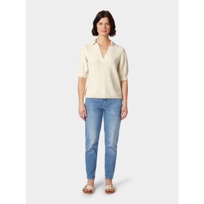 Damen-Strickpolo Bouclé, Naturweiß