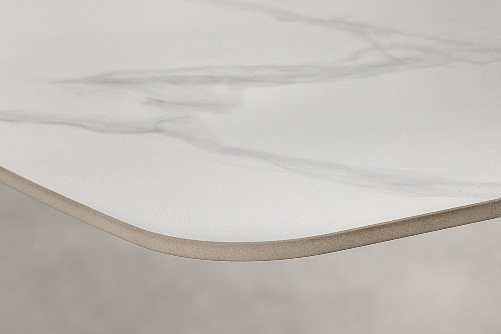 Design Esstisch OSAKA 200cm weiß Keramik schwarz Sterngestell Metall