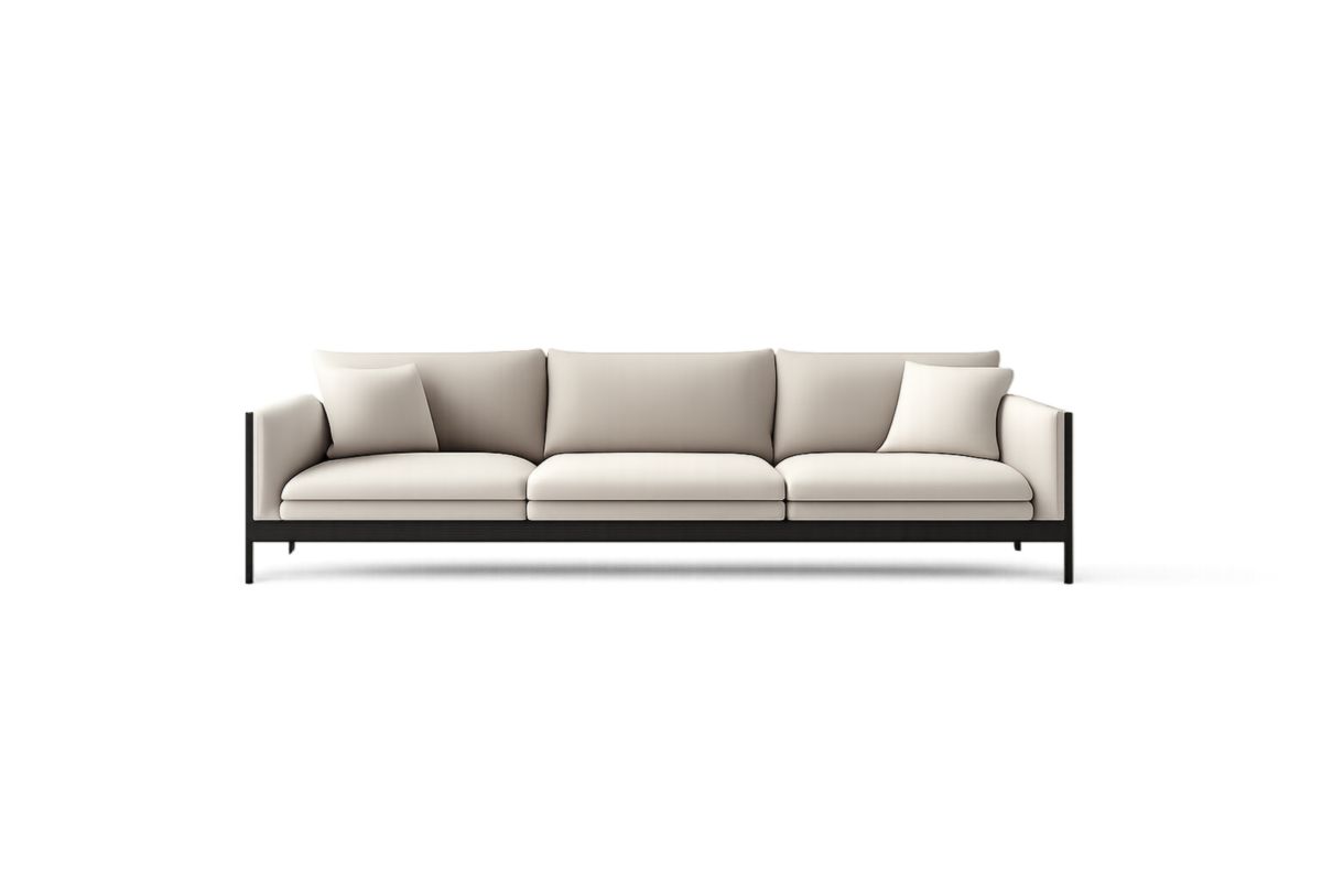3-Sitzer Langes Sofa Stoff Beige Stahlrahmen Länge 220 cm