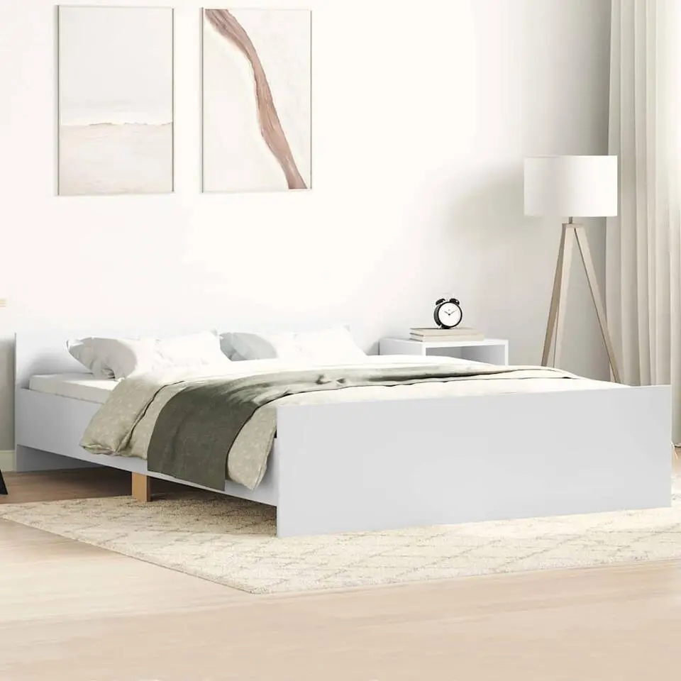 vidaXL - Tweepersoonsbed met hoofd- en voeteneinde - Wit - Hout - 120x200 cm