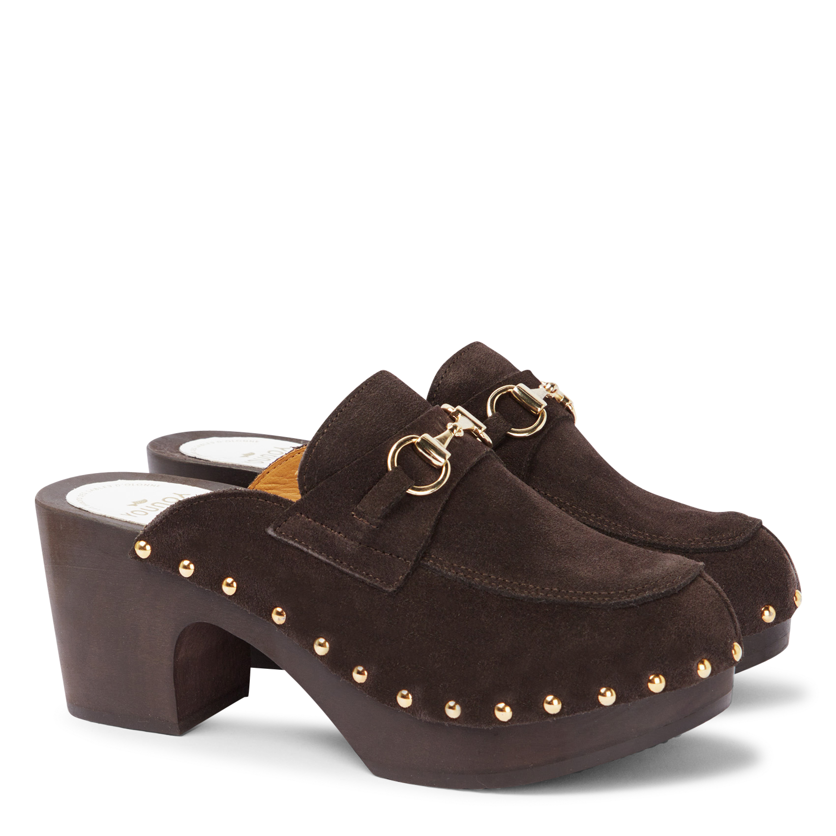 YORSI - Sabots mocassins en cuir velours| Marron