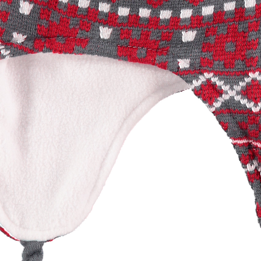 Ensemble bonnet péruvien doublé polaire et gants motifs jacquard