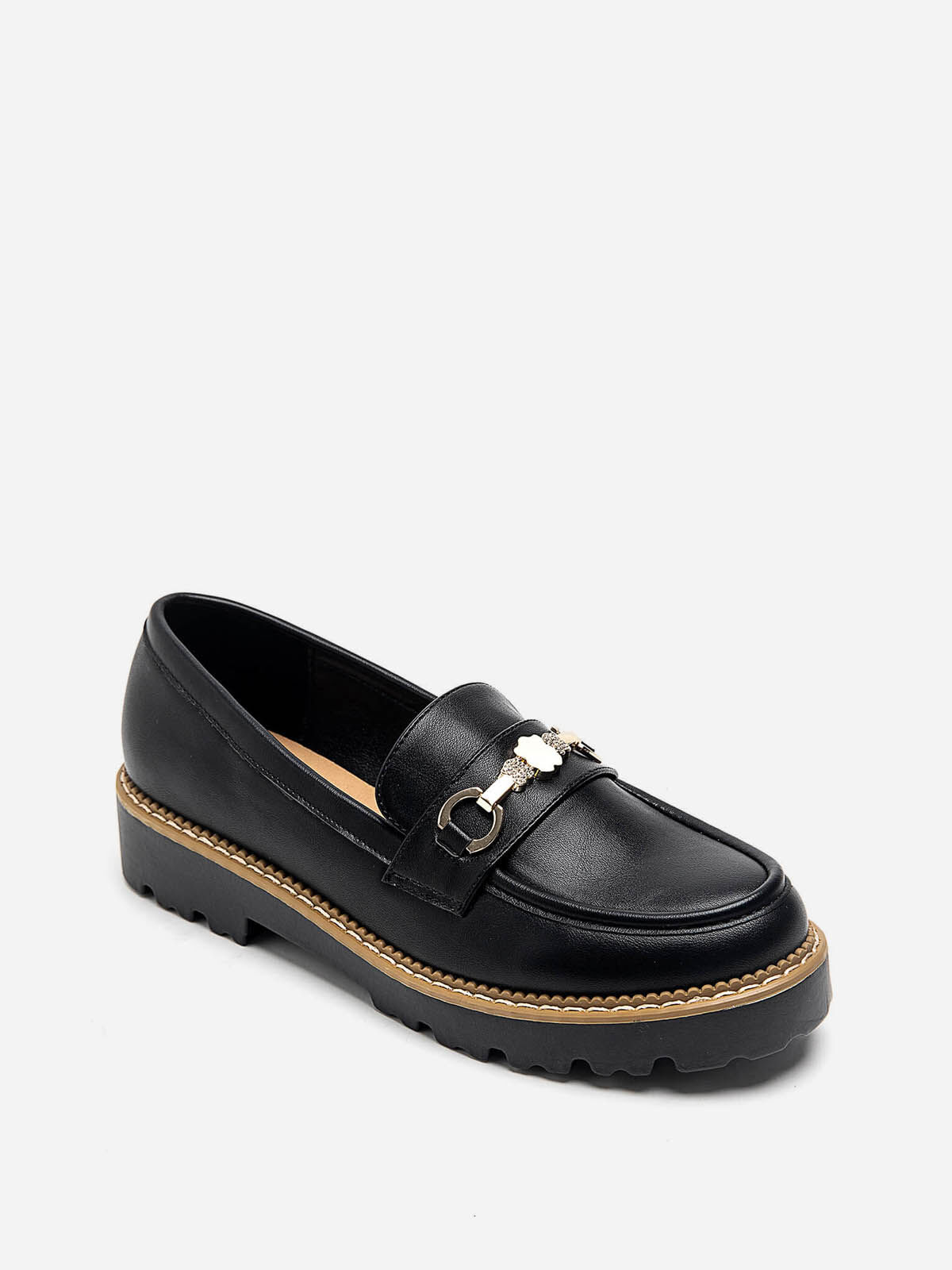 Mocassins avec mors à strass- Noir