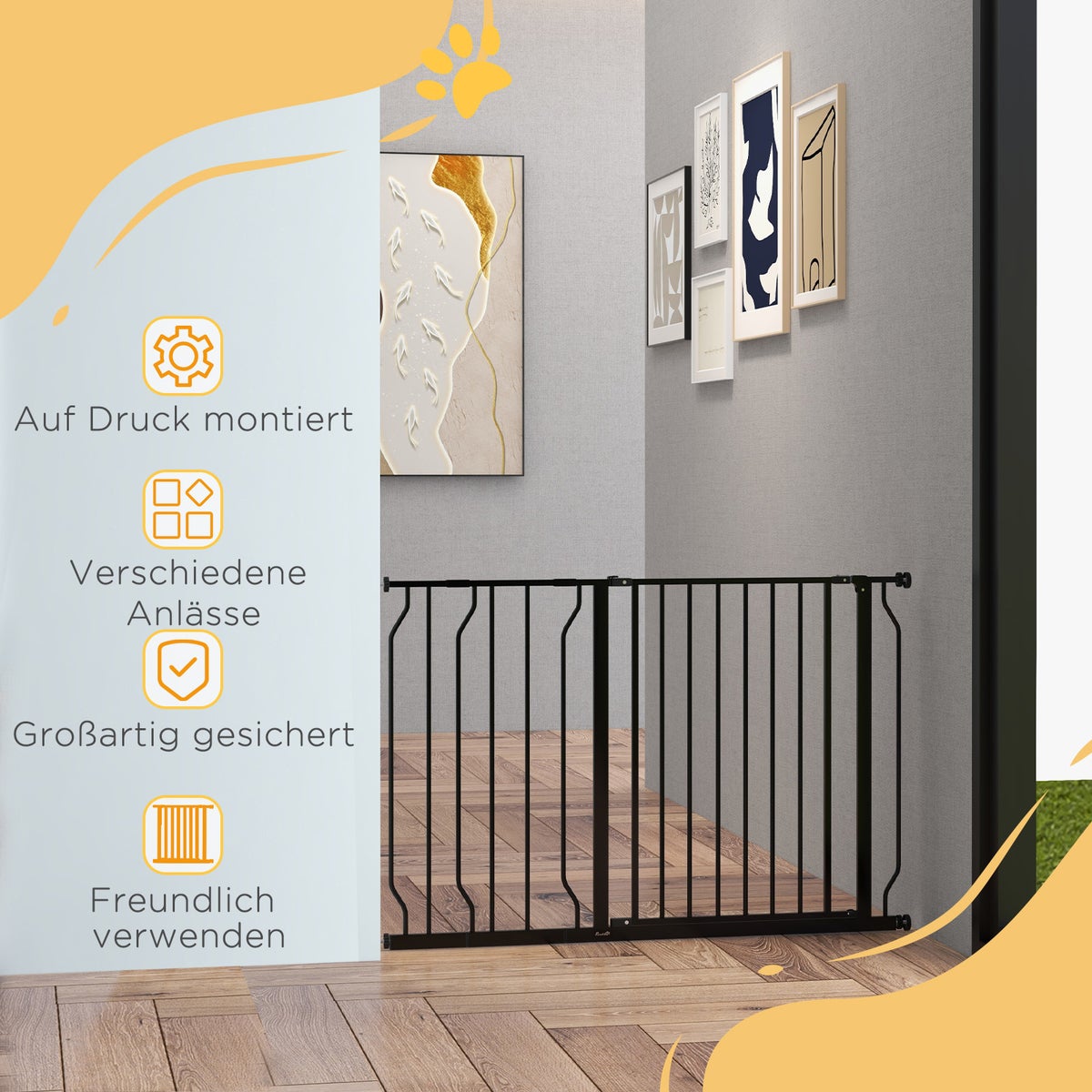 PawHut veiligheidshek, 115L x 3B x 76H cm, staal, ABS, zwart