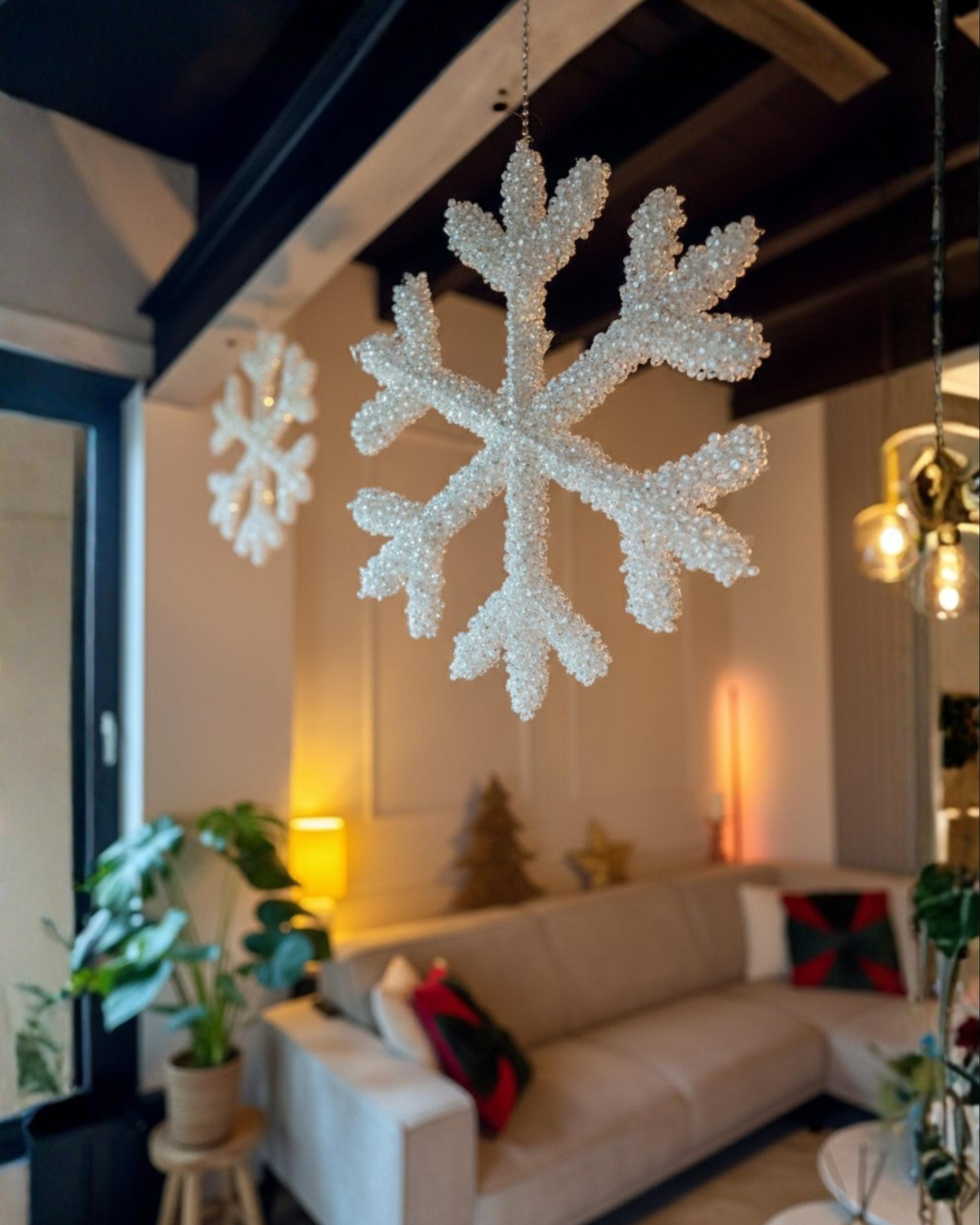 Set van 2 kerstdecoraties LED GURRE Sneeuwvlok 40/50 cm Wit