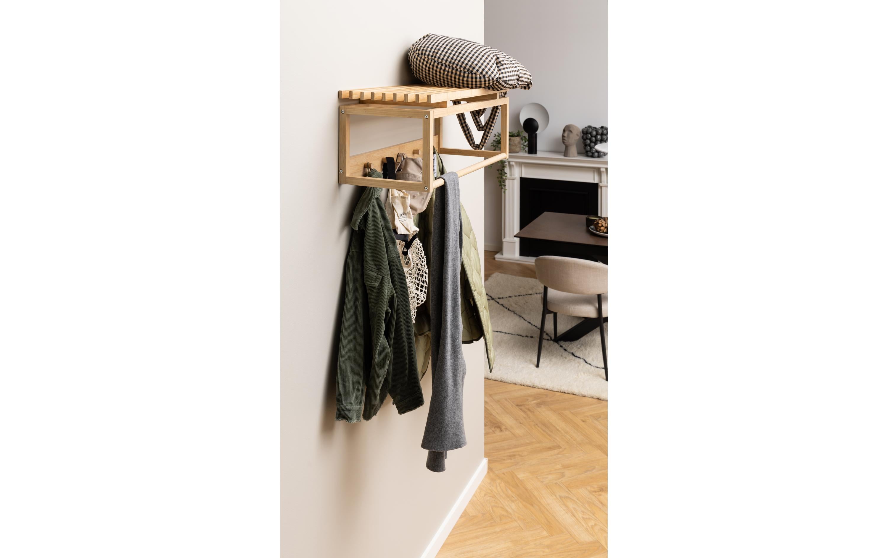 Wandgarderobe Bali 80 x 30 x 29 cm, Nature<br>Kleiderleiste