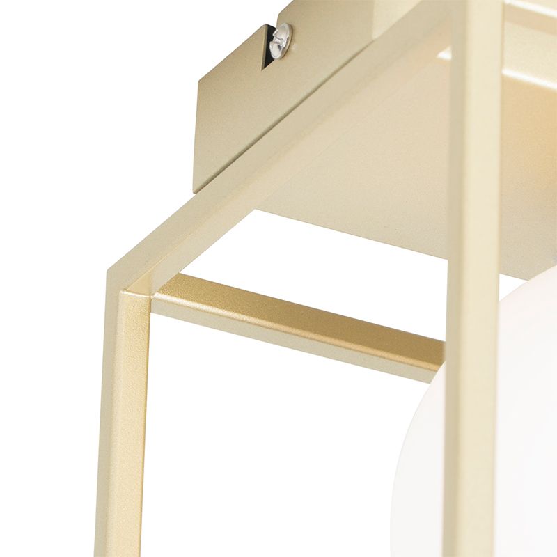 Design plafondlamp goud met wit glas 2-lichts - Aniek