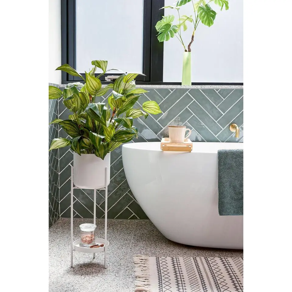 Mica Decorations Colyn Bloempot - H60 x Ø19 cm - IJzer - Wit