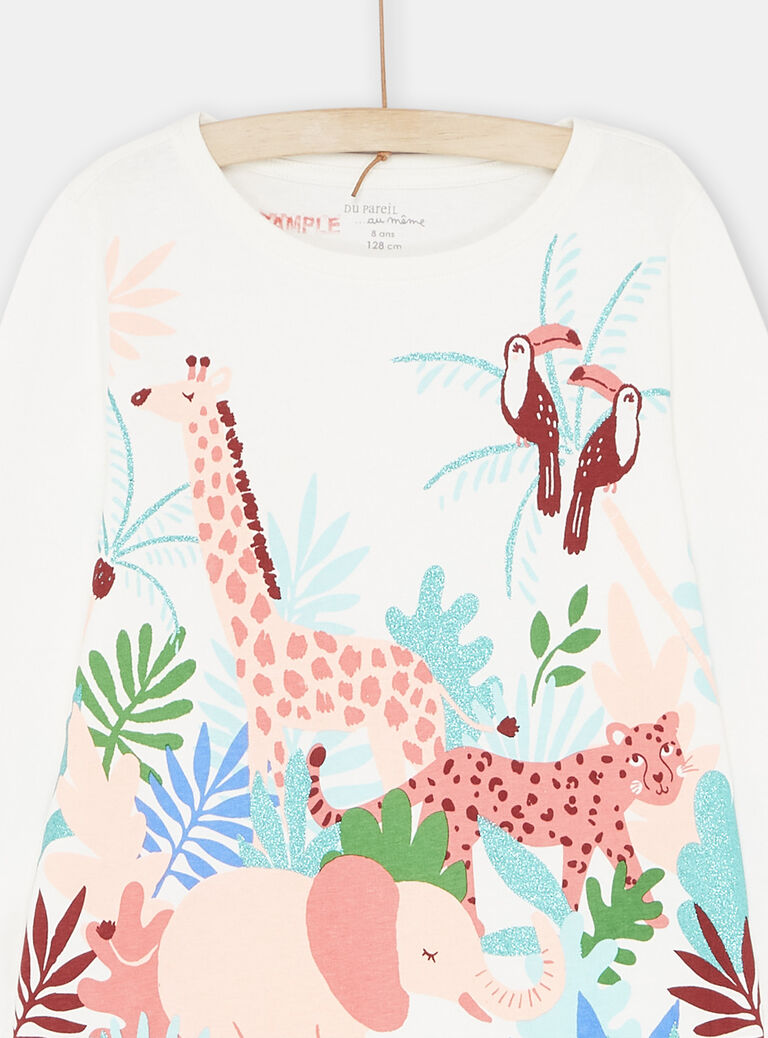 Pyjama écru à imprimé animalier fille