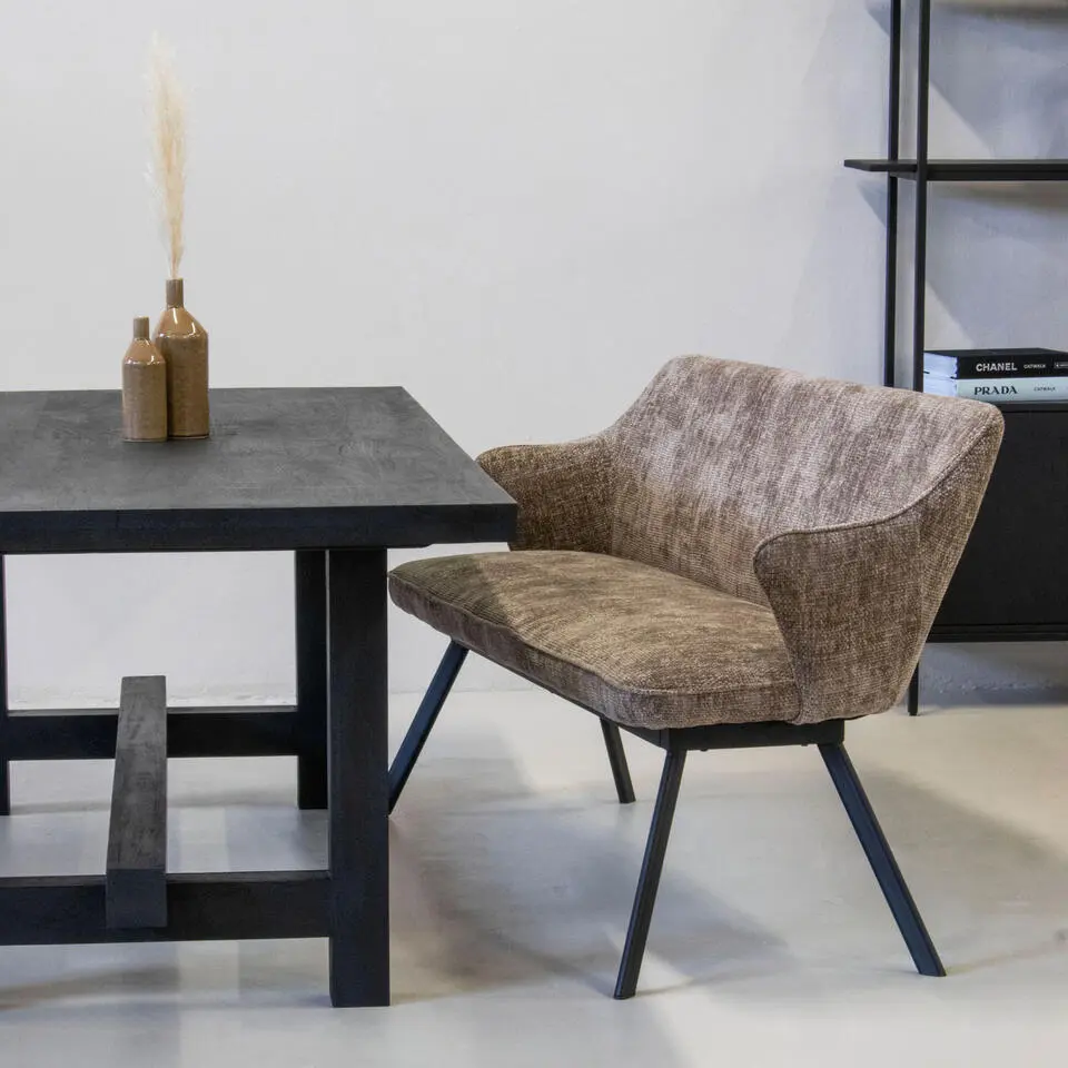 Eetkamerbank Rechthoek - Taupe Stof - 160x60x88cm - Taylor