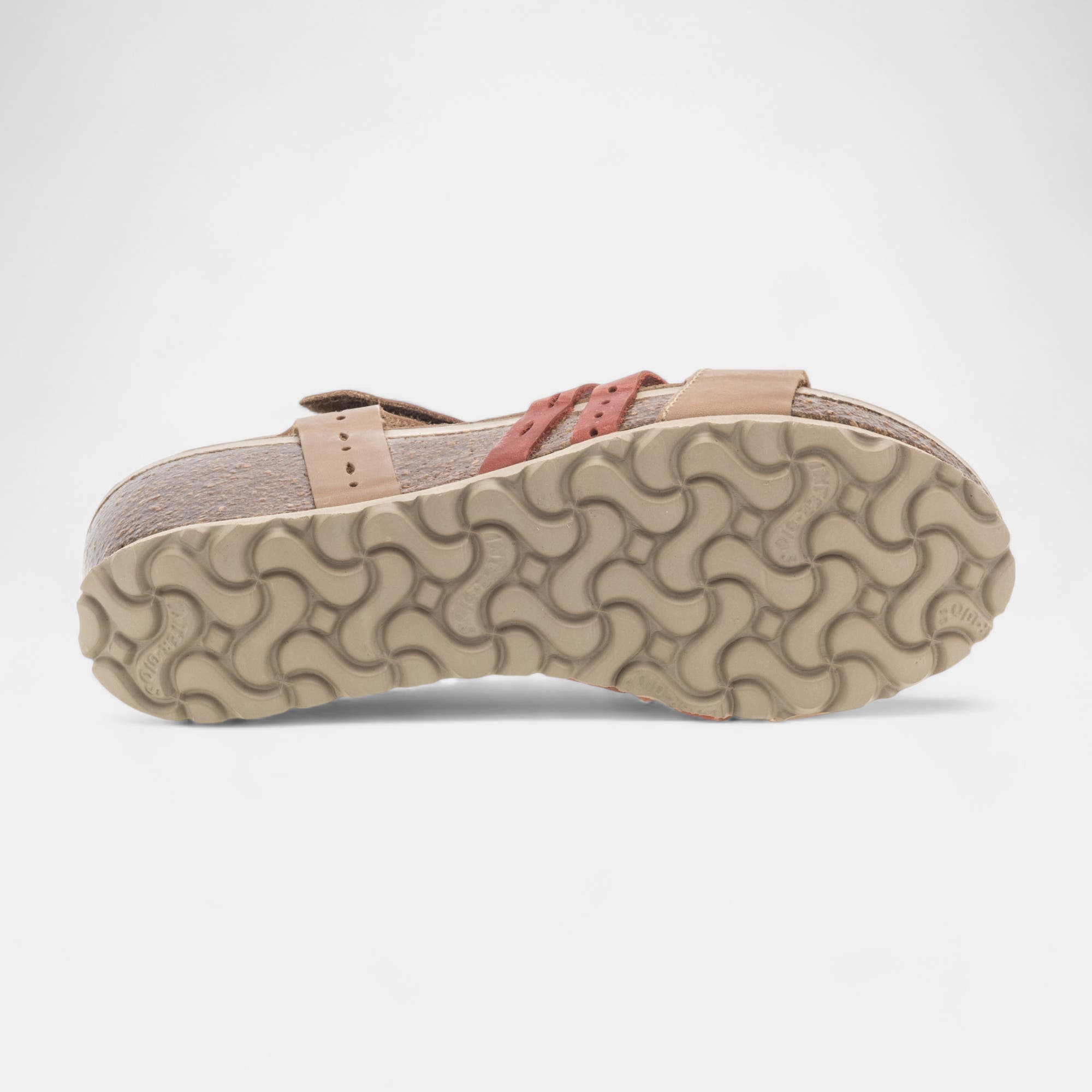 Mules semelle liège à talon compensé Femme en cuir beige