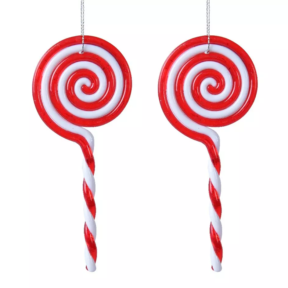 Lot de 2 bonbons (H12 cm) Sucettes spirales Rouge