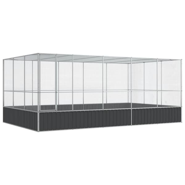 vidaXL Voliere med forlengelse sølv 518x307x212 cm stål