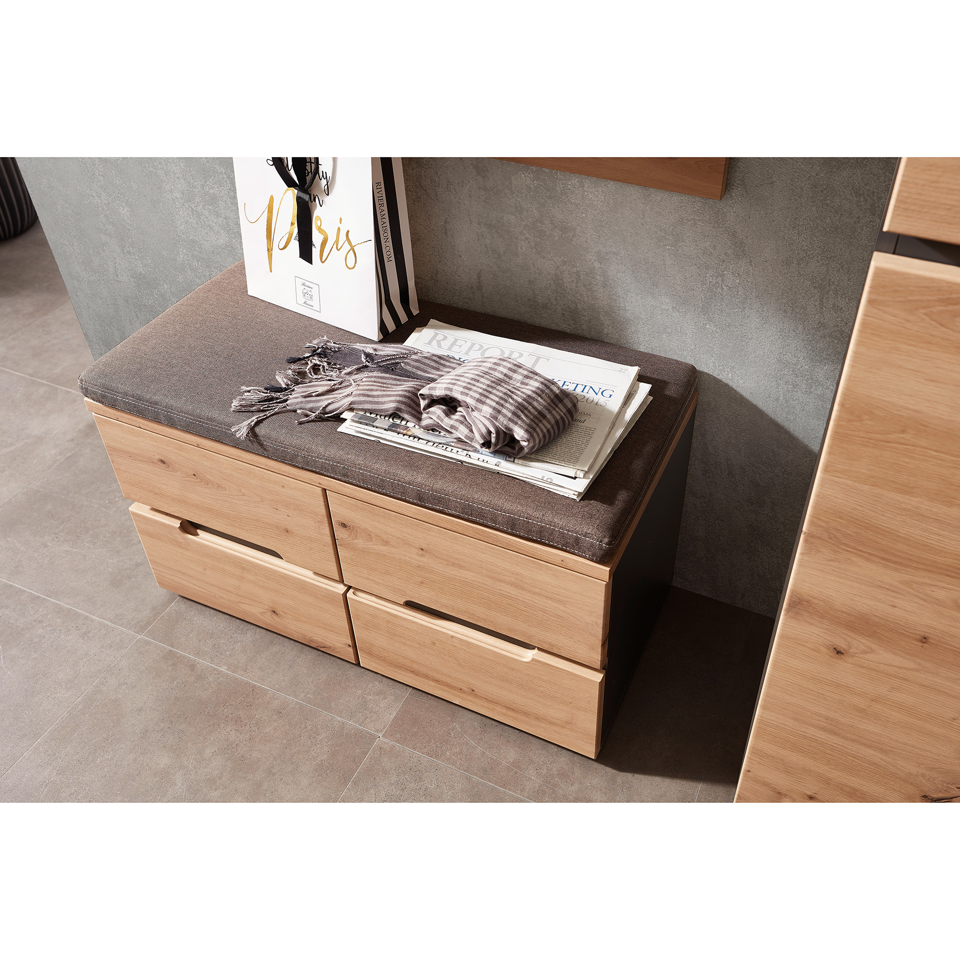 Bank - Artisan Eiche - graphit - mit SItzkissen