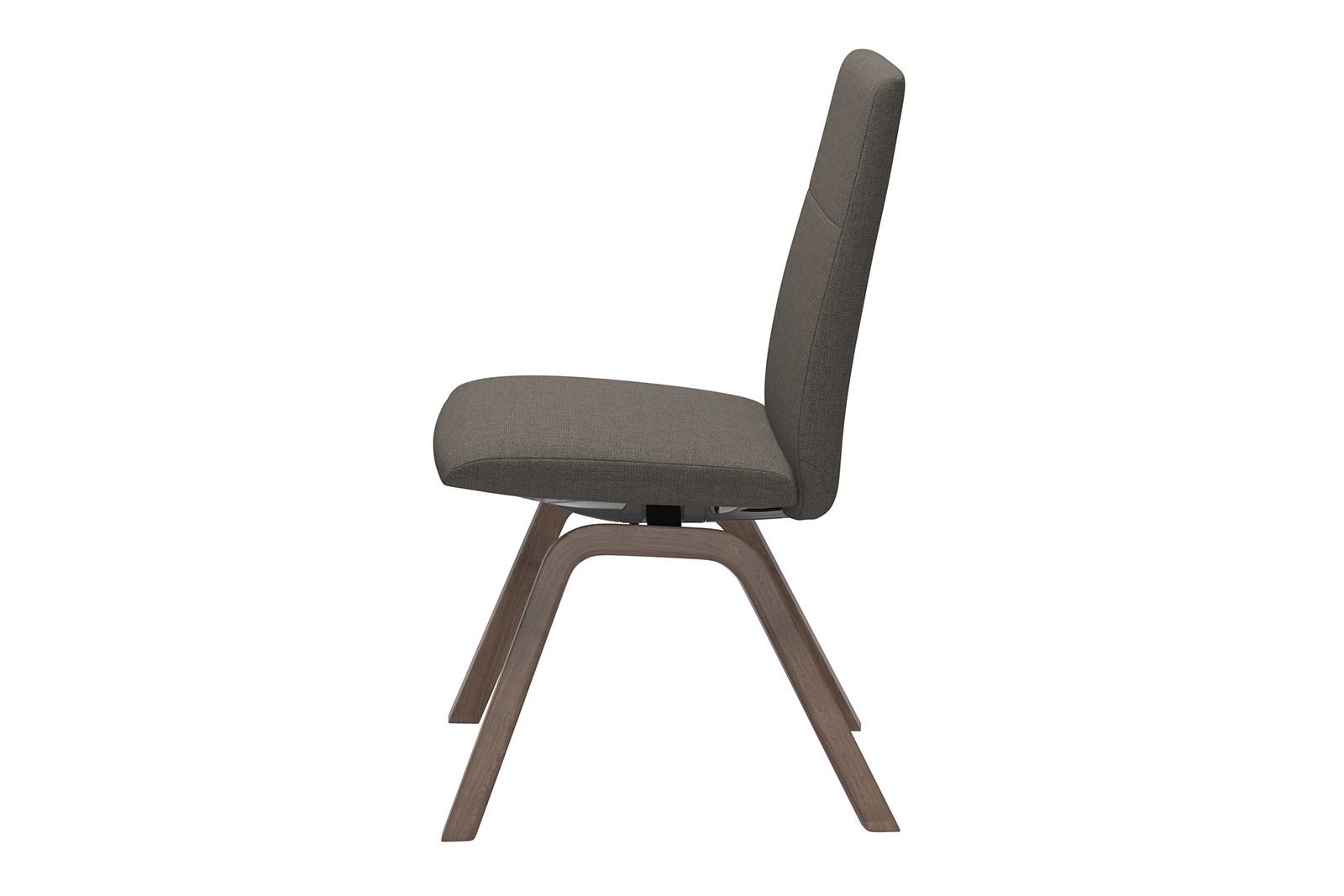 Chilli spisestol Tekstil Silva Dark Beige. Lav rygg med valnøtt D200 understell