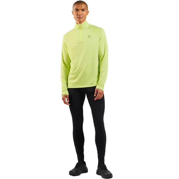 T-shirt running ODLO RUN EASY WARM MIDLAYER 1/2 ZIP SHADOW LIME MELANGE