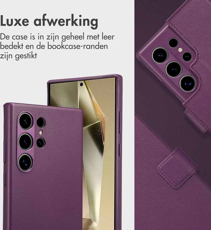 Accezz - Leather Bookcase 2-in-1 - Heath Purple - Voor Samsung Galaxy S24 Ultra