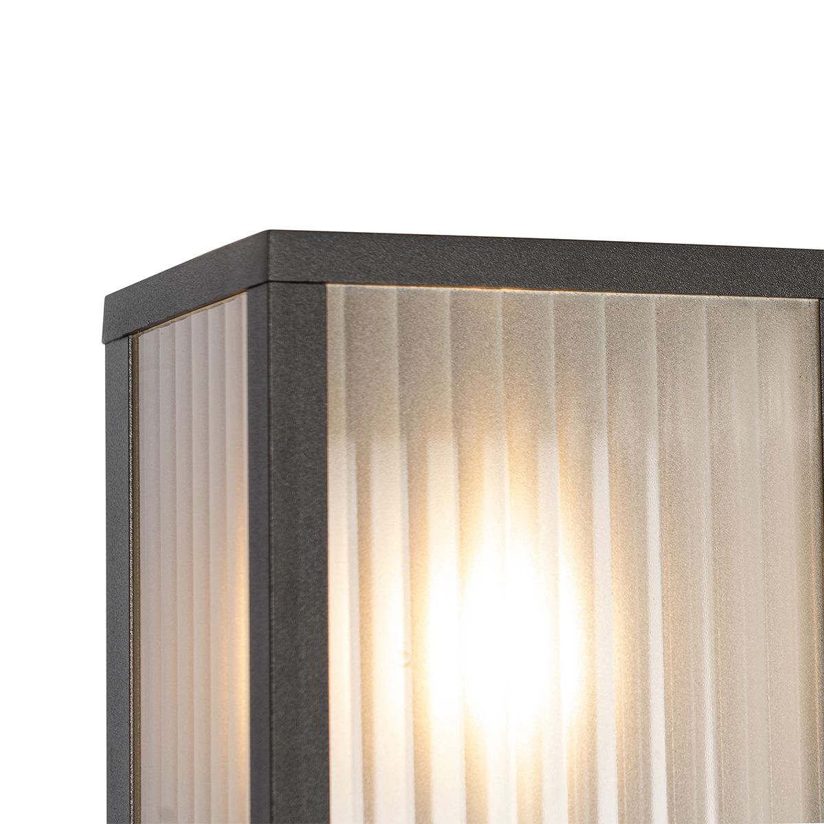 Buiten wandlamp zwart met ribbel glas IP44 - Charlois