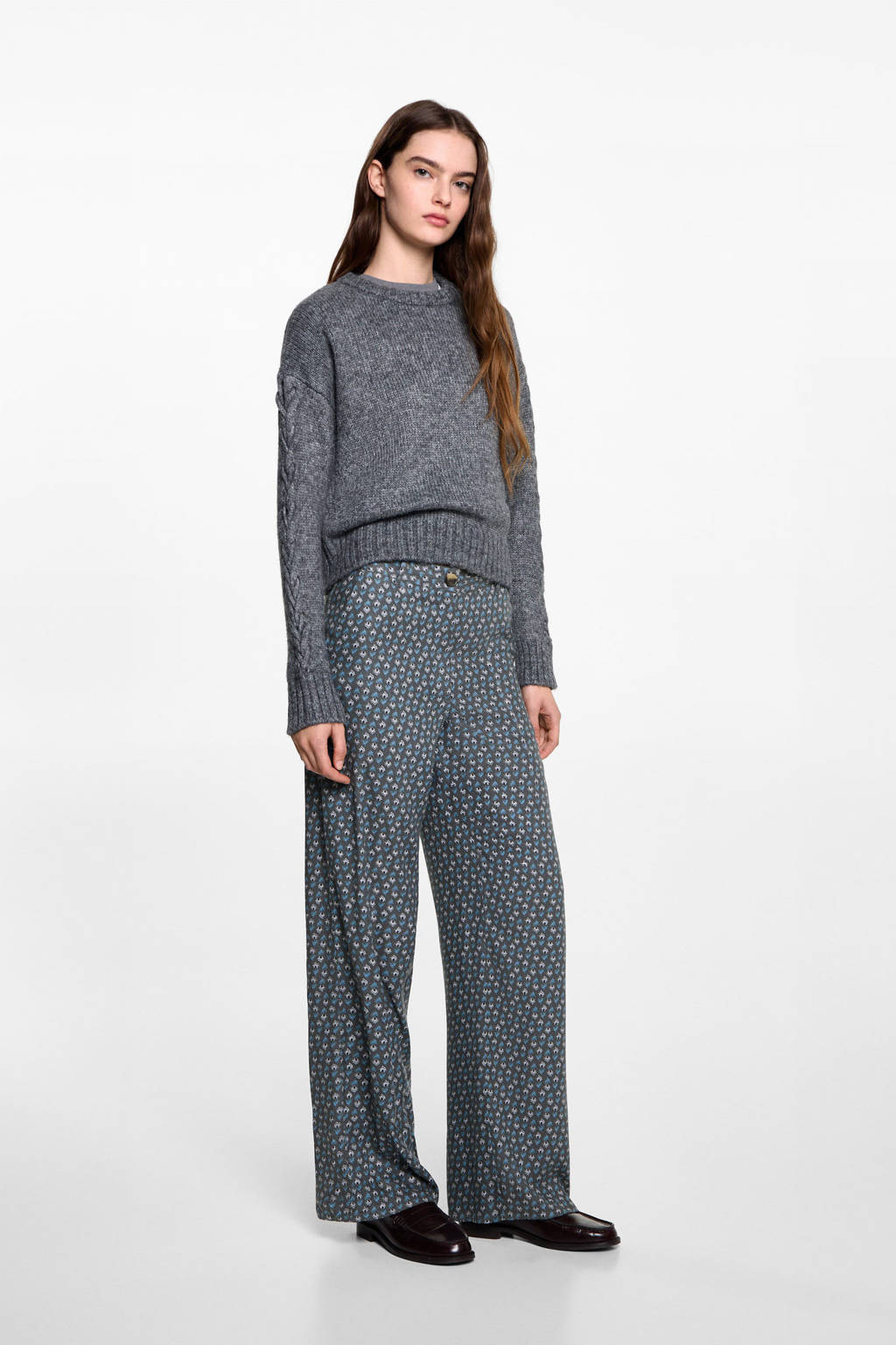 MANGO TEEN wide leg casual broek antraciet