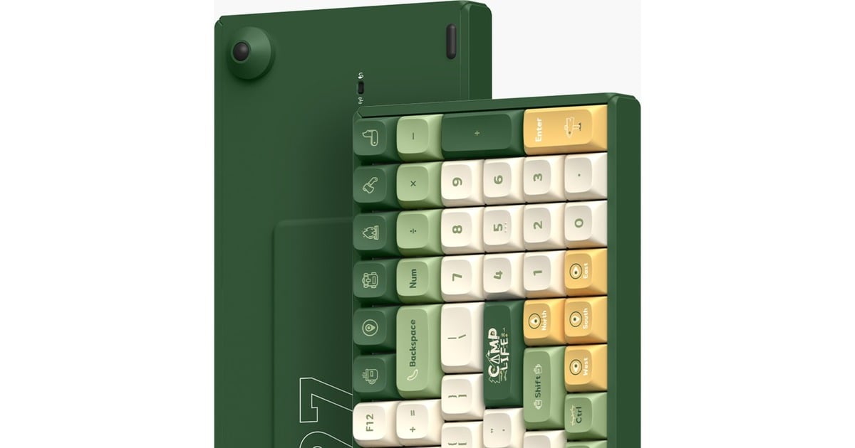 IqunixF97 Camping Wireless Mechanical Keyboard, gaming toetsenbord  (Groen/oranje, US lay-out, Cherry MX Brown, RGB leds, 96%, Hot-swappable, PBT, 2.4GHz | Bluetooth 5.1 | USB-C)