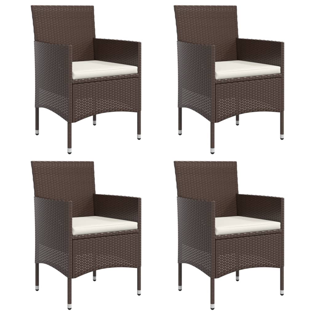 Mobilier de salle à manger de jardin coussins 5 pièces marron/noir