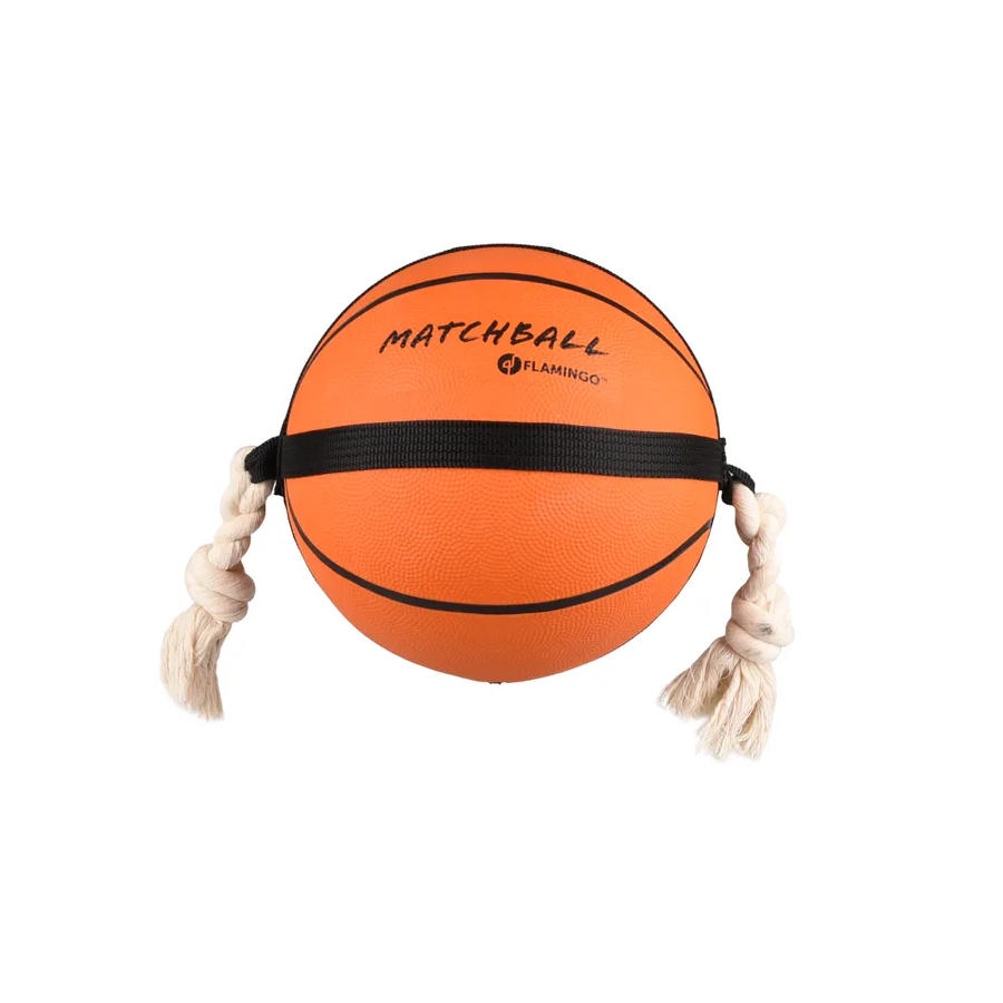 Bola de basquete Flamingo Matchball com corda para cães