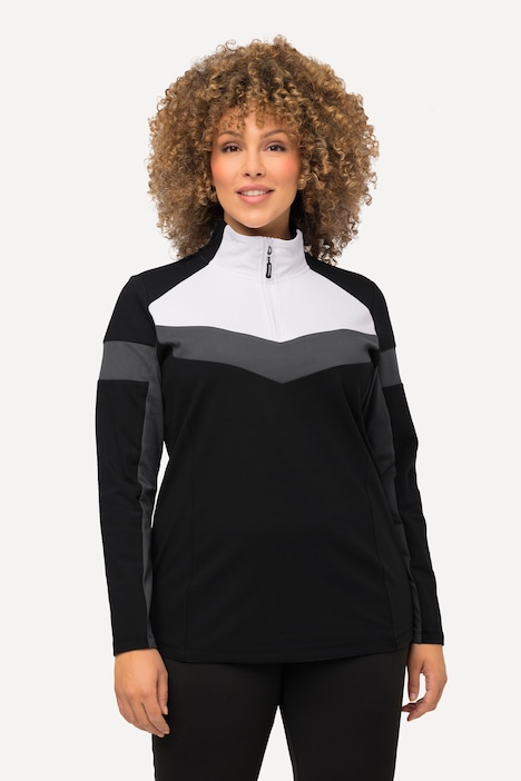 Funktionsshirt, Slim, Troyerkragen, Langarm, recycelt