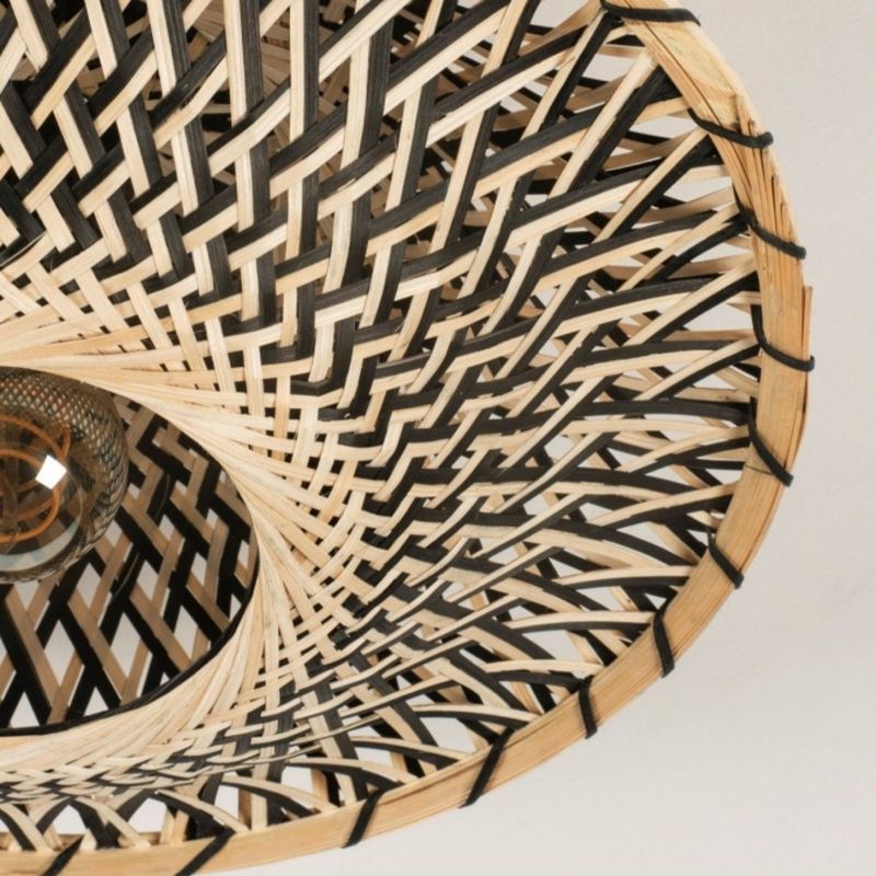 Rotan - Plafondlamp - Zwart - Natuurlijke Materialen - Diameter 40 cm