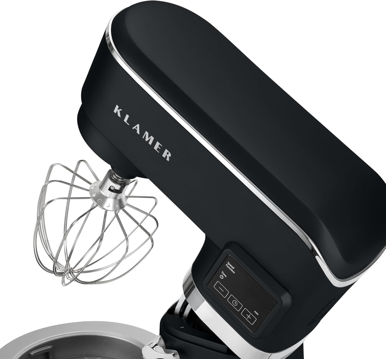 KLAMER Küchenmaschine Classic 1400 W – 5,5 L Rührschüssel aus Edelstahl, Knet-, Rühr- & Schneebesenaufsatz, Timer & LED-Display, stabile Saugnapffüße, ideal für Brot-, Kuchen- & Pizzateig