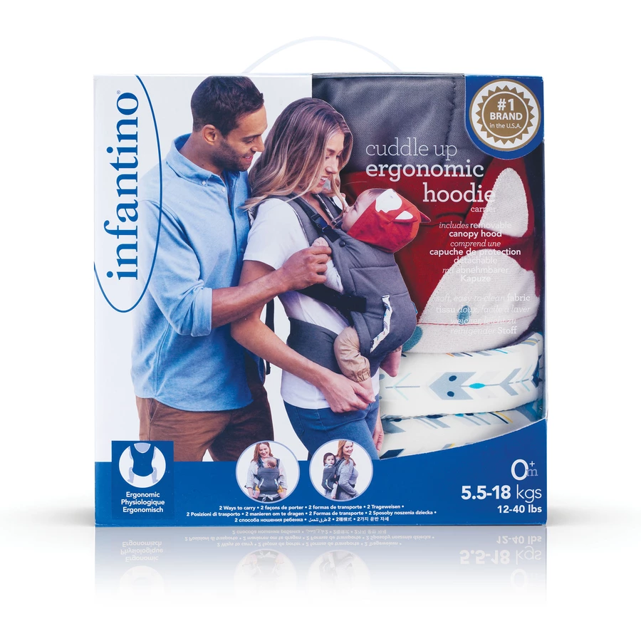 Infantino Cuddle Up Ergonomische Babytrage mit Kapuze (Fuchs)
