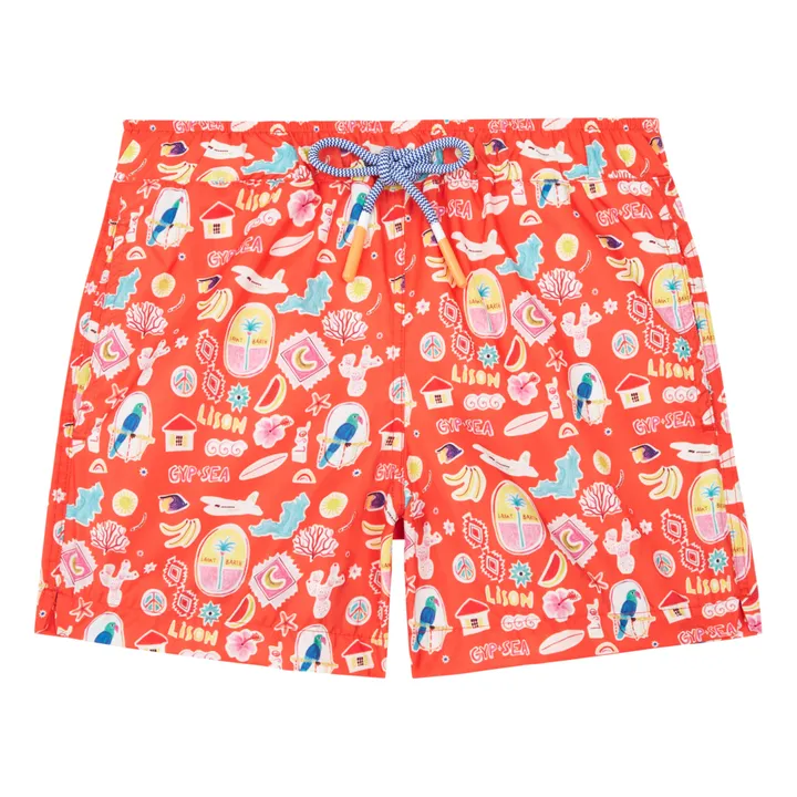 Lison Paris Short de Bain Matière Recyclée Gypsea | Rouge