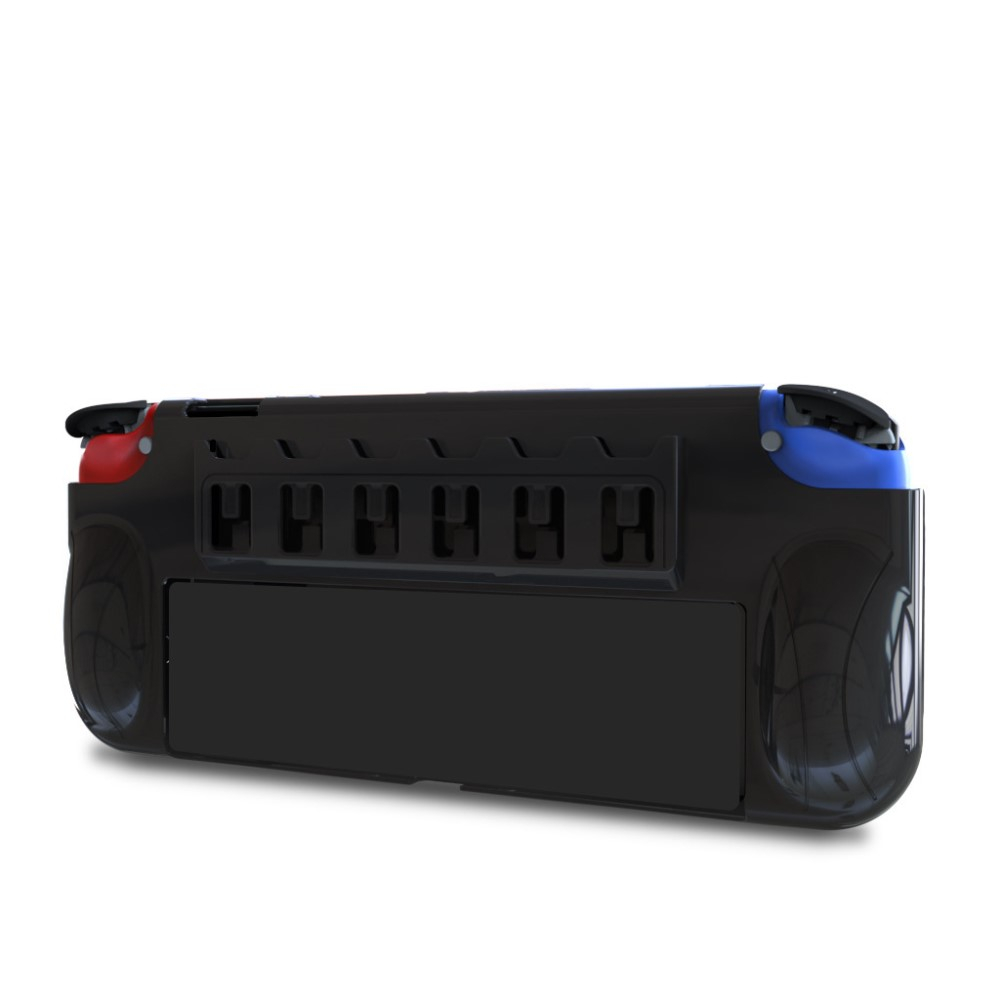 Crystal Hardcase Schutzhülle mit Spielehalterung / Kartenslots für Nintendo Switch OLED - Schwarz