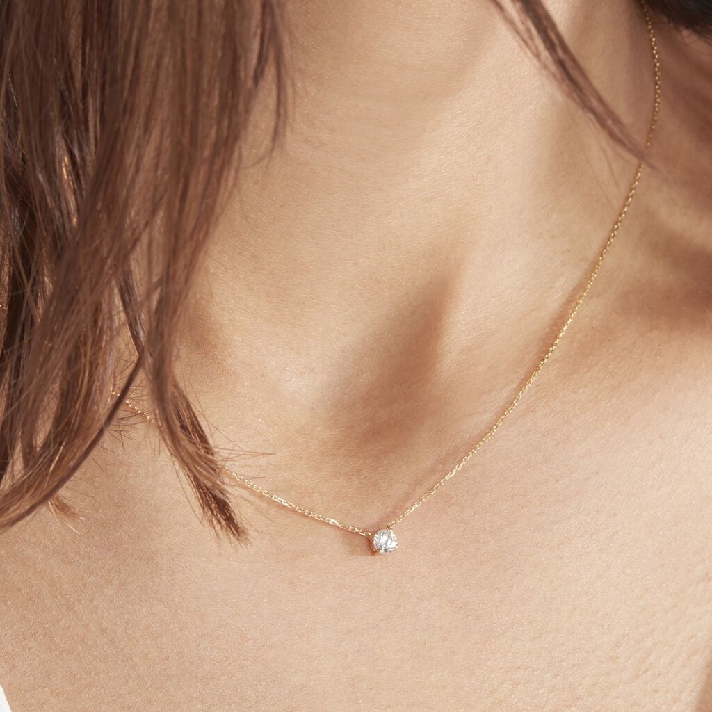 Collier Or Jaune Aphrodite Diamant Synthetique